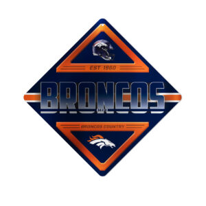 Denver Broncos Sign Metal Diamond Shape