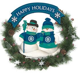 Seattle Mariners Wreath 20 Inch Snowman  CO