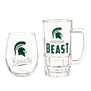Michigan State Spartans Drink Set Boxed 17oz Stemless Wine and 16oz Tankard