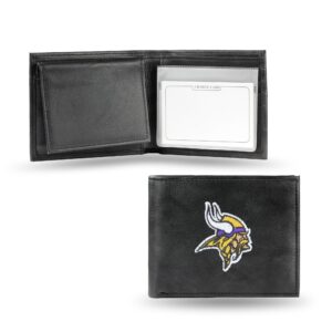 Minnesota Vikings Wallet Billfold Leather Embroidered Black