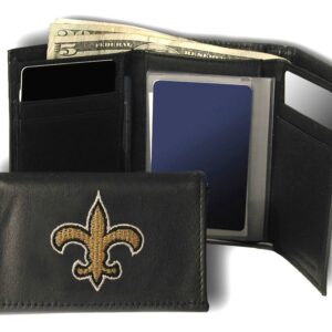 New Orleans Saints Wallet Trifold Leather Embroidered