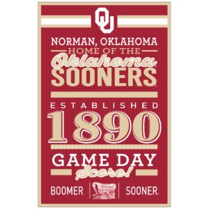 Oklahoma Sooners Sign 11×17 Wood Established Design