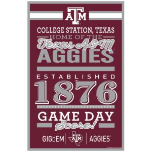Texas A&M Aggies Sign 11×17 Wood Established Design