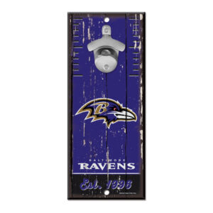 Baltimore Ravens Sign Wood 5×11 Bottle Opener
