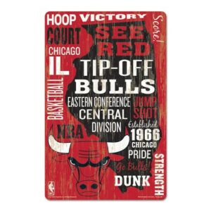 Chicago Bulls Sign 11×17 Wood Wordage Design