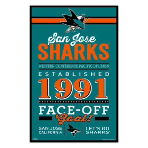 San Jose Sharks Sign 11×17 Wood Established Design