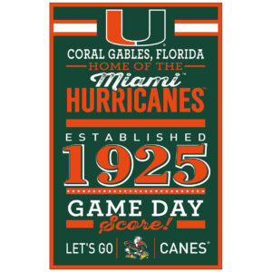 Miami Hurricanes Sign 11×17 Wood Family Word Design