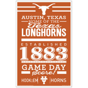 Texas Longhorns Sign 11×17 Wood Established Design
