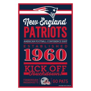 New England Patriots Sign 11×17 Wood Established Design