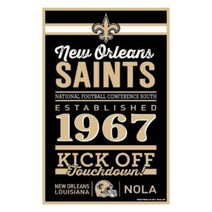 New Orleans Saints Sign 11×17 Wood Established Design