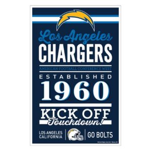 Los Angeles Chargers Sign 11×17 Wood Established Design