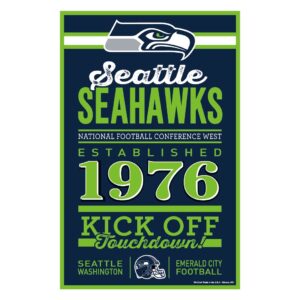 Seattle Seahawks Sign 11×17 Wood Established Design