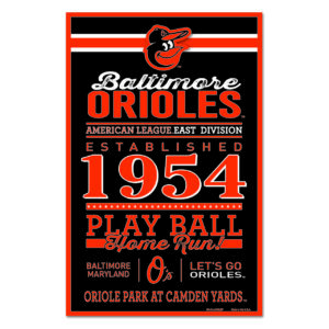 Baltimore Orioles Sign 11×17 Wood Established Design – Special Order