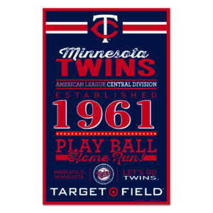 Minnesota Twins Sign 11×17 Wood Established Design