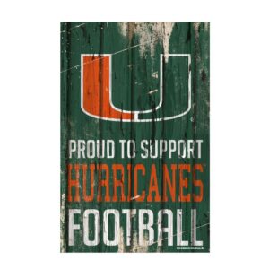 Miami Hurricanes Sign 11×17 Wood Proud to Support Design
