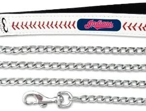 Cleveland Indians Pet Leash Leather Chain Baseball Size Large