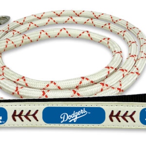 Los Angeles Dodgers Pet Leash Leather Chain Baseball Size Medium CO