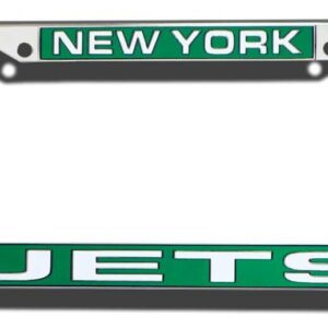 New York Jets License Plate Frame Laser Cut Chrome