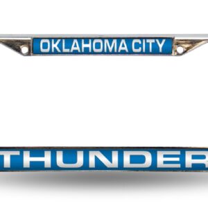 Oklahoma City Thunder License Plate Frame Laser Cut Chrome Blue