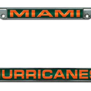 Miami Hurricanes License Plate Frame Laser Cut Chrome