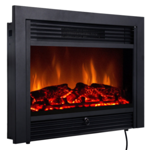 28.5 Inch Electric Fireplace Recessed with 3 Flame Colors – Color: Black – Size: 28.5 inches